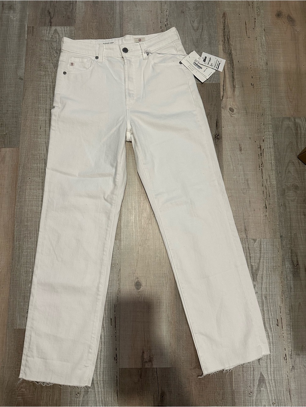 Ag Adriano Goldschmied Women's White Straight-Leg Jeans